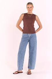 Lilly Boat Neck Tank - Chocolate