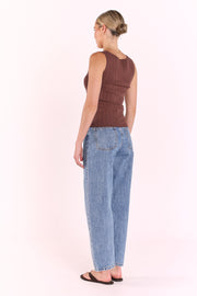 Lilly Boat Neck Tank - Chocolate