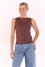 Lilly Boat Neck Tank - Chocolate
