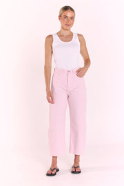 Lola Cropped Barrel Jean - Pink