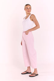 Lola Cropped Barrel Jean - Pink
