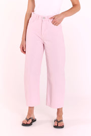 Lola Cropped Barrel Jean - Pink