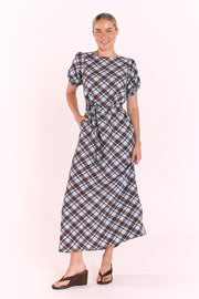 Loretta Dress - Blue Chocolate Check