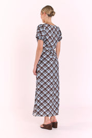 Loretta Dress - Blue Chocolate Check