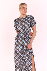 Loretta Dress - Blue Chocolate Check
