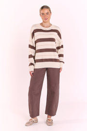 Holly Knit - Cream Chocolate Stripe