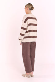 Holly Knit - Cream Chocolate Stripe