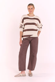 Holly Knit - Cream Chocolate Stripe