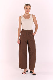 Charlie Barrel Pant - Chocolate