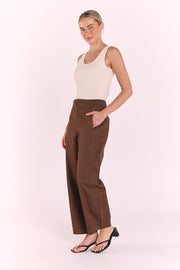 Charlie Barrel Pant - Chocolate