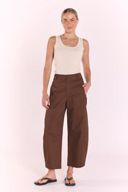 Charlie Cropped Barrel Pant - Chocolate