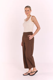 Charlie Cropped Barrel Pant - Chocolate