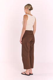 Charlie Cropped Barrel Pant - Chocolate