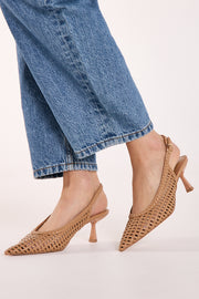 Koscuszkio Heels - Tan Weave