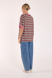 Ringer Stripe Tee - Musk Chocolate Stripe