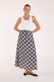 Loretta Skirt - Blue Chocolate Check