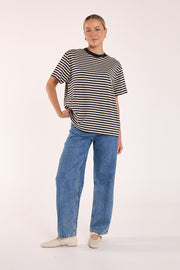 Jules Tee - Navy Cream Stripe