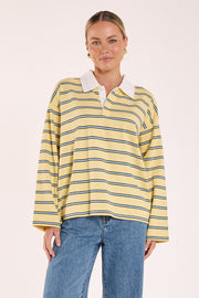 Finn Long Sleeve Rugby Top - Butter Blue Stripe