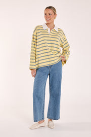 Finn Long Sleeve Rugby Top - Butter Blue Stripe