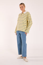 Finn Long Sleeve Rugby Top - Butter Blue Stripe