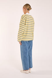 Finn Long Sleeve Rugby Top - Butter Blue Stripe