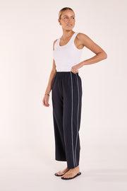 Noah Cropped Pant - Navy Powder Blue Piping