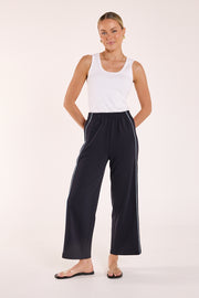 Noah Cropped Pant - Navy Powder Blue Piping