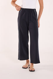 Noah Cropped Pant - Navy Powder Blue Piping