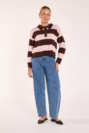 Stefi Knit - Chocolate Pink Stripe