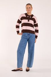 Stefi Knit - Chocolate Pink Stripe