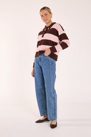 Stefi Knit - Chocolate Pink Stripe