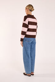 Stefi Knit - Chocolate Pink Stripe