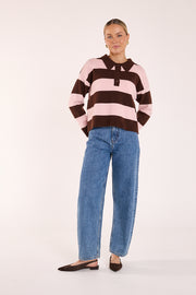 Stefi Knit - Chocolate Pink Stripe
