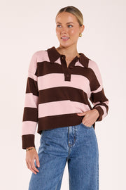 Stefi Knit - Chocolate Pink Stripe