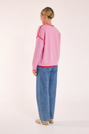 Margot Contrast Knit - Pink Red