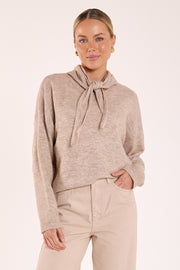 Olive Tie Neck Knit - Mocha Marle