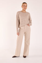 Olive Tie Neck Knit - Mocha Marle