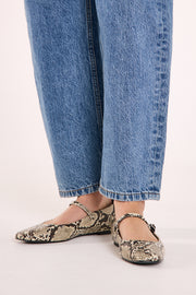 Fion Flat - Cream Snake
