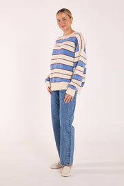Holly Knit - Cream Cobalt Stripe