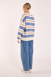 Holly Knit - Cream Cobalt Stripe