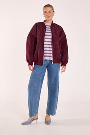 Jasper Knitted Tee - Lilac Wine Stripe
