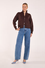 Bonnie Zip Knit - Chocolate