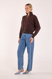 Bonnie Zip Knit - Chocolate