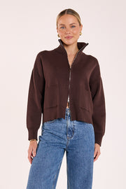 Bonnie Zip Knit - Chocolate