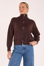 Bonnie Zip Knit - Chocolate