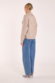 Olive Tie Neck Knit - Mocha Marle