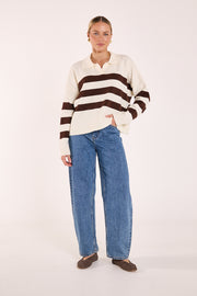 Magnolia Knit - Cream Chocolate Stripe