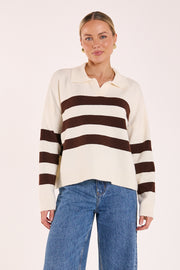 Magnolia Knit - Cream Chocolate Stripe