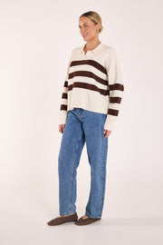Magnolia Knit - Cream Chocolate Stripe