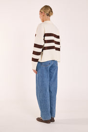 Magnolia Knit - Cream Chocolate Stripe